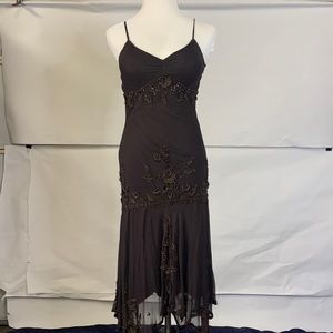 Women’s Stenay Petite Brown Dress With Beaded Floral Design Size P10